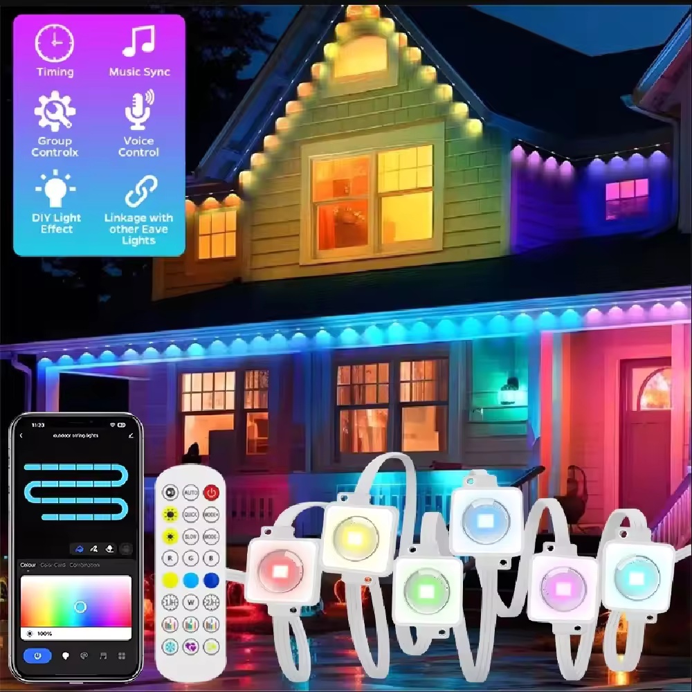 Smart Garden Outdoor - 15M/30M/45M/60M/90M RGBIC Smart Eaves Light with