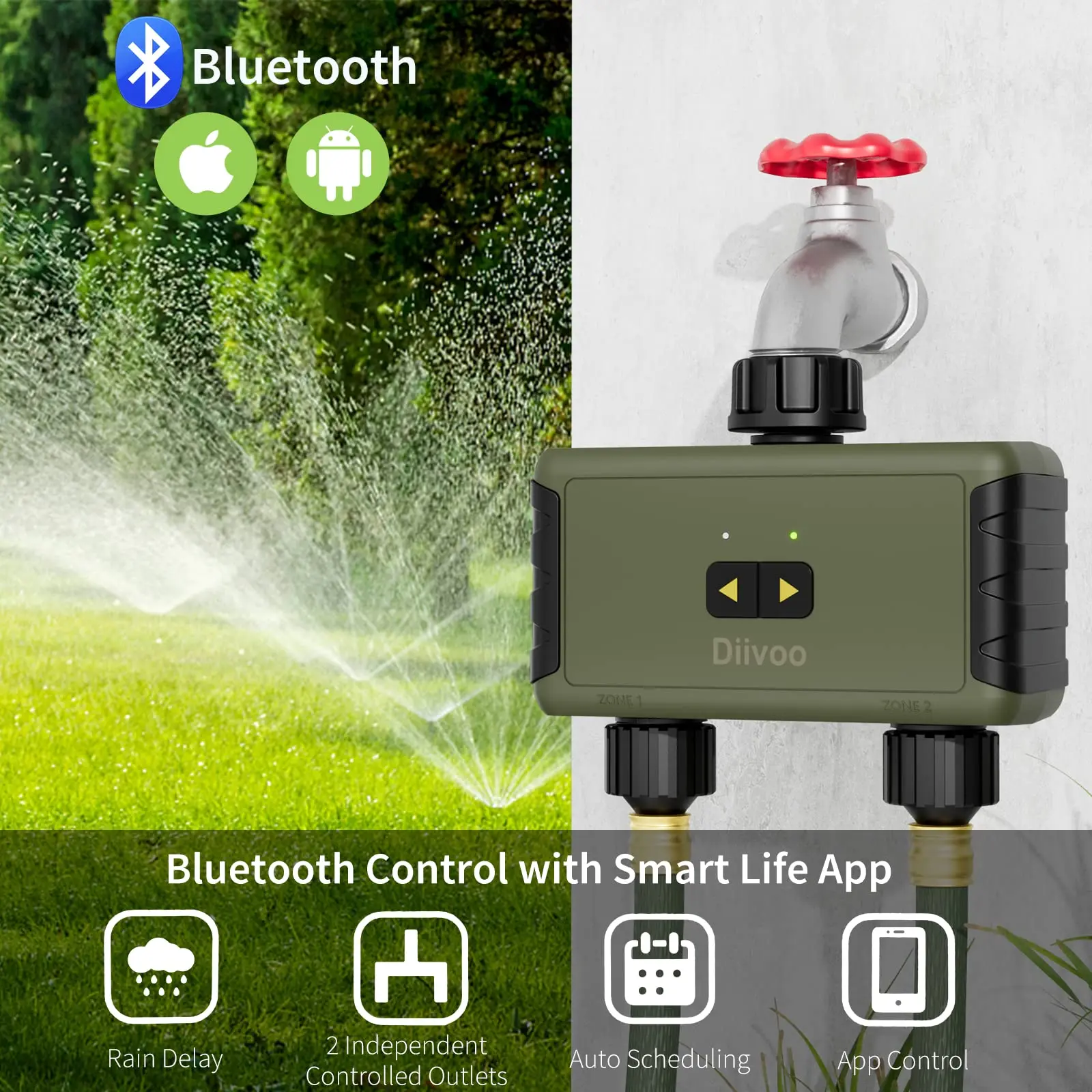 Diivoo Timed Sprinkler for Blu - Smart Garden Sprinkler 评论和价格